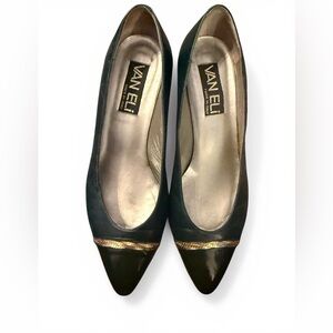 Vaneli Black and Gold Heels